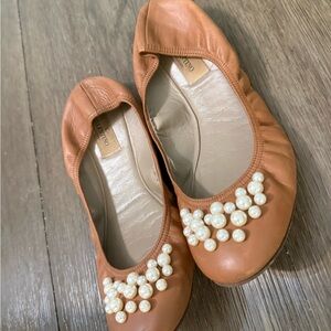 Valentino Women's Brown Flats with Pearl Details